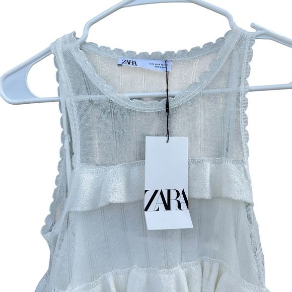 NWT Zara Limited Edition Stylish Ruffle Dress - Size Small - White - Picture 11 of 13